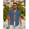 imageCOOFANDY Mens Button Down Shirt Short Sleeve Casual Shirts for Summer Beach Vacation ShirtsSlate Blue