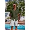 imageCOOFANDY Mens Button Down Shirts Short Sleeve Casual Summer Shirts Beach Wedding Shirt with PocketArmy Green