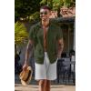 imageCOOFANDY Mens Button Down Shirts Short Sleeve Casual Summer Shirts Beach Wedding Shirt with PocketArmy Green