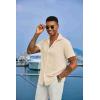 imageCOOFANDY Mens Button Down Shirts Short Sleeve Casual Summer Shirts Beach Wedding Shirt with PocketBeige