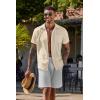 imageCOOFANDY Mens Button Down Shirts Short Sleeve Casual Summer Shirts Beach Wedding Shirt with PocketBeige