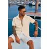 imageCOOFANDY Mens Button Down Shirts Short Sleeve Casual Summer Shirts Beach Wedding Shirt with PocketBeige