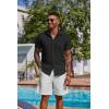 imageCOOFANDY Mens Button Down Shirts Short Sleeve Casual Summer Shirts Beach Wedding Shirt with PocketBlack