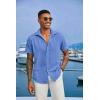 imageCOOFANDY Mens Button Down Shirts Short Sleeve Casual Summer Shirts Beach Wedding Shirt with PocketBlue