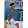 imageCOOFANDY Mens Button Down Shirts Short Sleeve Casual Summer Shirts Beach Wedding Shirt with PocketGrey Blue