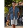 imageCOOFANDY Mens Button Down Shirts Short Sleeve Casual Summer Shirts Beach Wedding Shirt with PocketGrey Blue