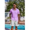 imageCOOFANDY Mens Button Down Shirts Short Sleeve Casual Summer Shirts Beach Wedding Shirt with PocketLavender