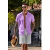 imageCOOFANDY Mens Button Down Shirts Short Sleeve Casual Summer Shirts Beach Wedding Shirt with PocketLavender