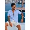 imageCOOFANDY Mens Button Down Shirts Short Sleeve Casual Summer Shirts Beach Wedding Shirt with PocketLight Blue