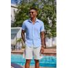 imageCOOFANDY Mens Button Down Shirts Short Sleeve Casual Summer Shirts Beach Wedding Shirt with PocketLight Blue