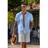imageCOOFANDY Mens Button Down Shirts Short Sleeve Casual Summer Shirts Beach Wedding Shirt with PocketLight Blue