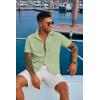imageCOOFANDY Mens Button Down Shirts Short Sleeve Casual Summer Shirts Beach Wedding Shirt with PocketLight Green