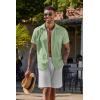imageCOOFANDY Mens Button Down Shirts Short Sleeve Casual Summer Shirts Beach Wedding Shirt with PocketLight Green
