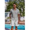 imageCOOFANDY Mens Button Down Shirts Short Sleeve Casual Summer Shirts Beach Wedding Shirt with PocketLight Grey