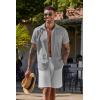 imageCOOFANDY Mens Button Down Shirts Short Sleeve Casual Summer Shirts Beach Wedding Shirt with PocketLight Grey