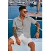 imageCOOFANDY Mens Button Down Shirts Short Sleeve Casual Summer Shirts Beach Wedding Shirt with PocketLight Grey