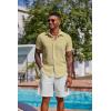 imageCOOFANDY Mens Button Down Shirts Short Sleeve Casual Summer Shirts Beach Wedding Shirt with PocketLight Khaki