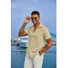 imageCOOFANDY Mens Button Down Shirts Short Sleeve Casual Summer Shirts Beach Wedding Shirt with PocketLight Khaki