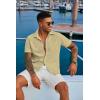 imageCOOFANDY Mens Button Down Shirts Short Sleeve Casual Summer Shirts Beach Wedding Shirt with PocketLight Khaki
