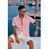 imageCOOFANDY Mens Button Down Shirts Short Sleeve Casual Summer Shirts Beach Wedding Shirt with PocketLight Pink