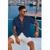 imageCOOFANDY Mens Button Down Shirts Short Sleeve Casual Summer Shirts Beach Wedding Shirt with PocketNavy Blue