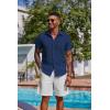 imageCOOFANDY Mens Button Down Shirts Short Sleeve Casual Summer Shirts Beach Wedding Shirt with PocketNavy Blue