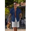 imageCOOFANDY Mens Button Down Shirts Short Sleeve Casual Summer Shirts Beach Wedding Shirt with PocketNavy Blue
