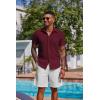 imageCOOFANDY Mens Button Down Shirts Short Sleeve Casual Summer Shirts Beach Wedding Shirt with PocketWine Red