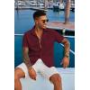 imageCOOFANDY Mens Button Down Shirts Short Sleeve Casual Summer Shirts Beach Wedding Shirt with PocketWine Red