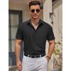 imageCOOFANDY Mens Casual Button Down Shirts Short Sleeve Business Shirts Lightweight Wrinkle Free Dress ShirtsAblack