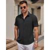 imageCOOFANDY Mens Casual Button Down Shirts Short Sleeve Business Shirts Lightweight Wrinkle Free Dress ShirtsAblack