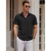 imageCOOFANDY Mens Casual Button Down Shirts Short Sleeve Business Shirts Lightweight Wrinkle Free Dress ShirtsAblack