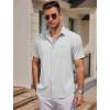 imageCOOFANDY Mens Casual Button Down Shirts Short Sleeve Business Shirts Lightweight Wrinkle Free Dress ShirtsAwhite