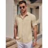 imageCOOFANDY Mens Casual Button Down Shirts Short Sleeve Business Shirts Lightweight Wrinkle Free Dress ShirtsBeige