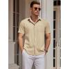 imageCOOFANDY Mens Casual Button Down Shirts Short Sleeve Business Shirts Lightweight Wrinkle Free Dress ShirtsBeige