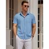 imageCOOFANDY Mens Casual Button Down Shirts Short Sleeve Business Shirts Lightweight Wrinkle Free Dress ShirtsBlue