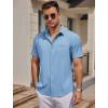 imageCOOFANDY Mens Casual Button Down Shirts Short Sleeve Business Shirts Lightweight Wrinkle Free Dress ShirtsBlue