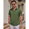 imageCOOFANDY Mens Casual Button Down Shirts Short Sleeve Business Shirts Lightweight Wrinkle Free Dress ShirtsDark Army Green