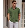 imageCOOFANDY Mens Casual Button Down Shirts Short Sleeve Business Shirts Lightweight Wrinkle Free Dress ShirtsDark Army Green
