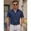 imageCOOFANDY Mens Casual Button Down Shirts Short Sleeve Business Shirts Lightweight Wrinkle Free Dress ShirtsDark Blue
