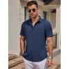 imageCOOFANDY Mens Casual Button Down Shirts Short Sleeve Business Shirts Lightweight Wrinkle Free Dress ShirtsDark Blue