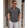imageCOOFANDY Mens Casual Button Down Shirts Short Sleeve Business Shirts Lightweight Wrinkle Free Dress ShirtsDark Gray
