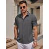 imageCOOFANDY Mens Casual Button Down Shirts Short Sleeve Business Shirts Lightweight Wrinkle Free Dress ShirtsDark Gray