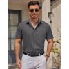 imageCOOFANDY Mens Casual Button Down Shirts Short Sleeve Business Shirts Lightweight Wrinkle Free Dress ShirtsDark Gray