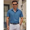 imageCOOFANDY Mens Casual Button Down Shirts Short Sleeve Business Shirts Lightweight Wrinkle Free Dress ShirtsGray Blue