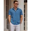 imageCOOFANDY Mens Casual Button Down Shirts Short Sleeve Business Shirts Lightweight Wrinkle Free Dress ShirtsGray Blue