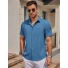 imageCOOFANDY Mens Casual Button Down Shirts Short Sleeve Business Shirts Lightweight Wrinkle Free Dress ShirtsGray Blue