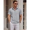 imageCOOFANDY Mens Casual Button Down Shirts Short Sleeve Business Shirts Lightweight Wrinkle Free Dress ShirtsLight Gray