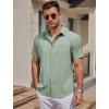 imageCOOFANDY Mens Casual Button Down Shirts Short Sleeve Business Shirts Lightweight Wrinkle Free Dress ShirtsLight Green