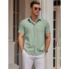 imageCOOFANDY Mens Casual Button Down Shirts Short Sleeve Business Shirts Lightweight Wrinkle Free Dress ShirtsLight Green